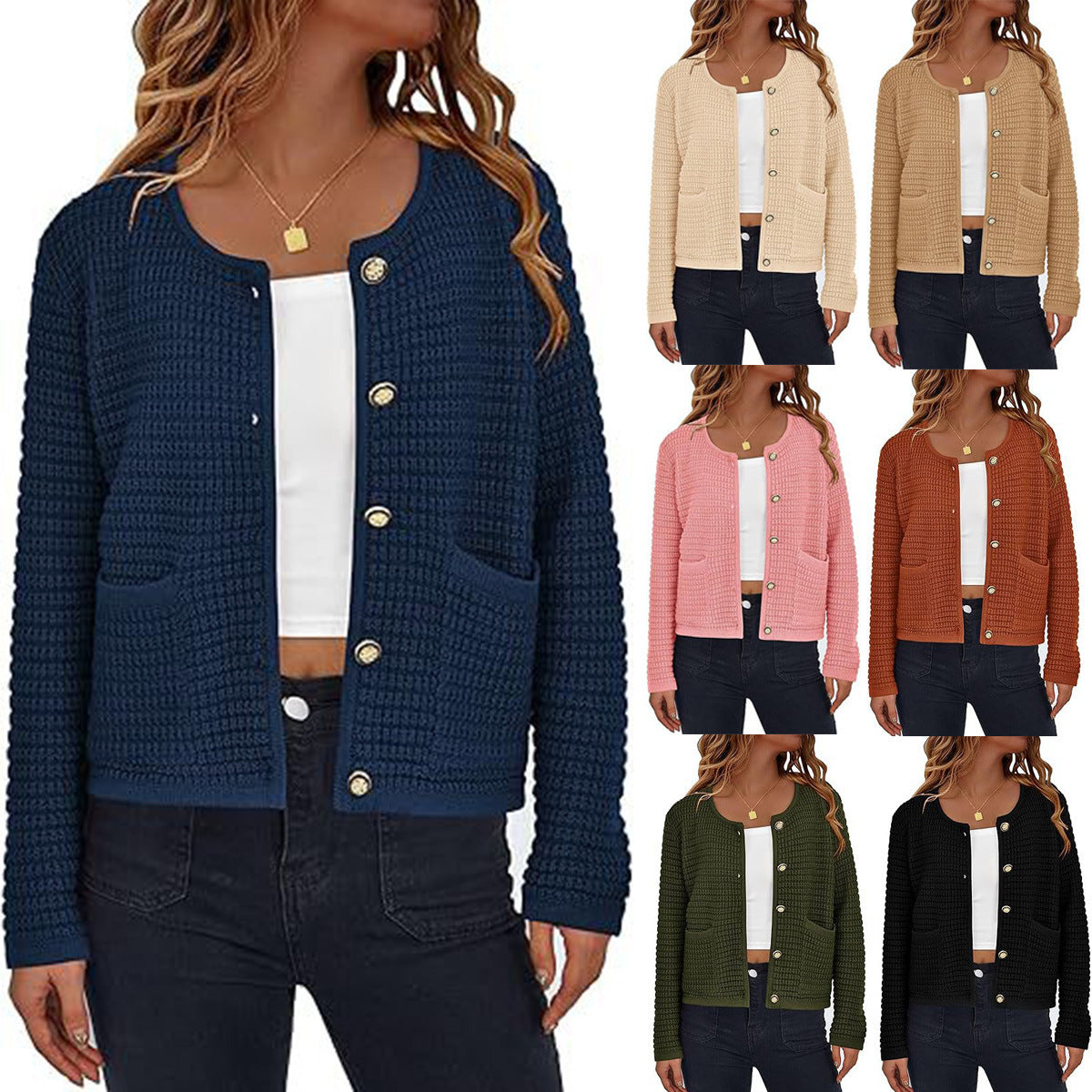 Women's Knitted Button Cardigan Top