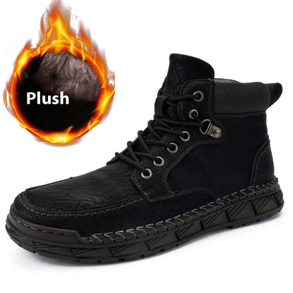 Winter Men's Boots Leisure Plus Size Fleece-lined Platform Casual Shoes Gaobang