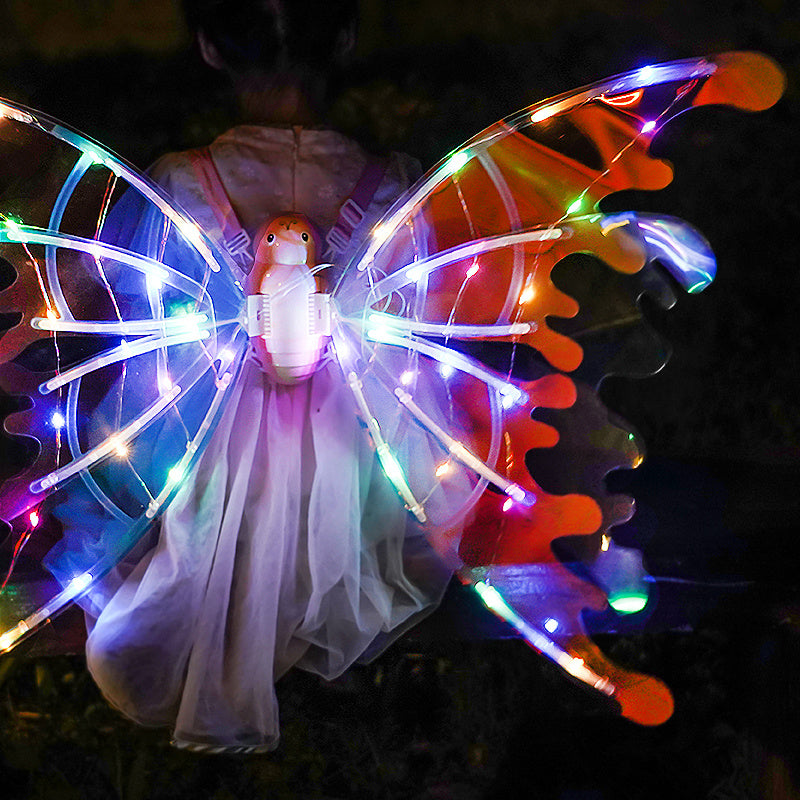 Girls Electrical Butterfly Wings With Lights Glowing Shiny Dress Up Moving Fairy Wings For Birthday Wedding Christmas Halloween