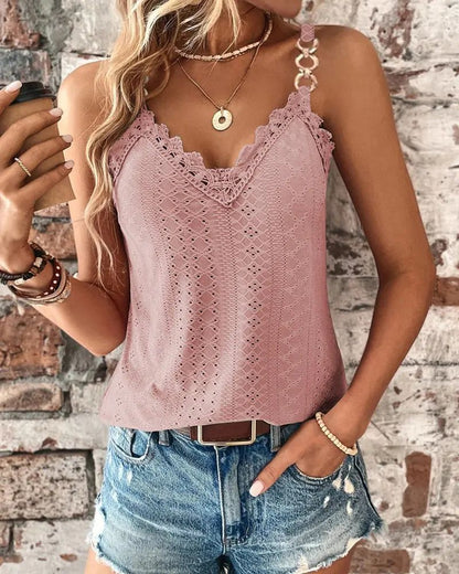 Solid Color Hollow Lace Lace Camisole T-shirt Vest