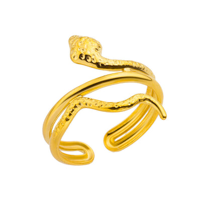 Titanium Steel No Fading 18K Gold Snake Ring