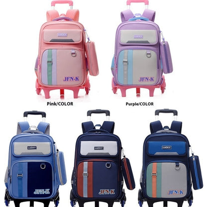 Elementary School Student Trolley Schoolbag Grade 1-6 Trendy Simple Wear-resistant Waterproof Spine-protective