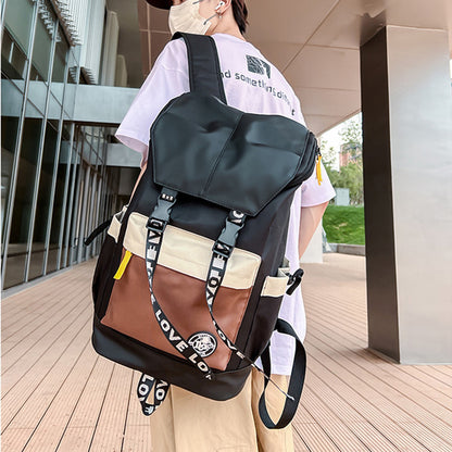 New Color Matching Backpack Fashion Outdoor Travel Bags Men Women Personality Middle Junior High School Student Schoolbags