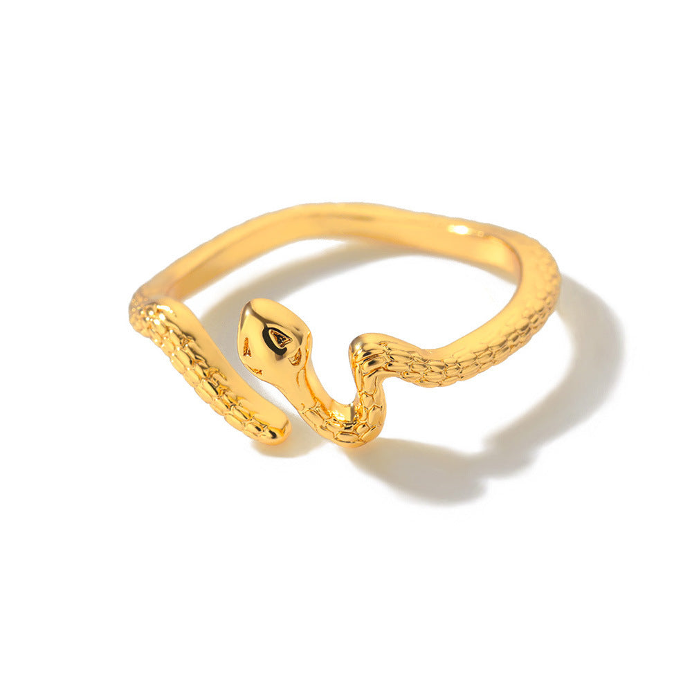 Titanium Steel No Fading 18K Gold Snake Ring